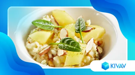 Risotto mantecato al Castelmagno e pere