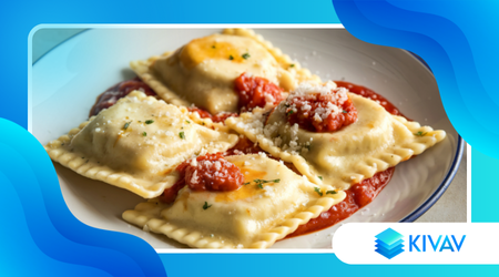 Ravioli al limone con crema di burrata e basilico