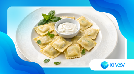 Ravioli al limone con crema di burrata e basilico