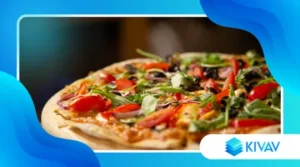 Pizza vegetariana moderna con ingredienti stagionali gourmet