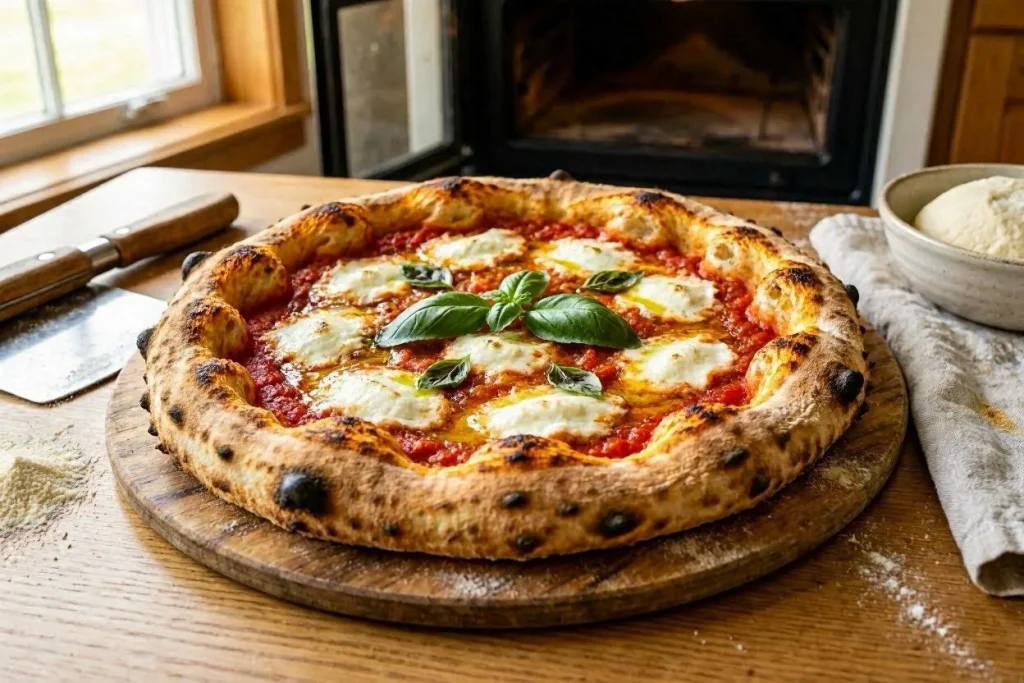 pizza fatta in casa con cornicione leggero e alveolato