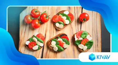 bruschette con stracciatella, pomodorini confit e basilico fresco