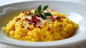 Risotto contemporaneo con consistenze croccanti e vellutate