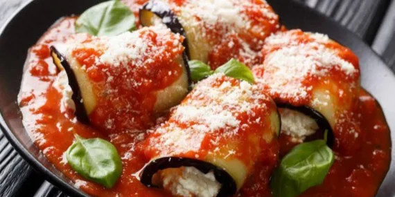 Involtini di melanzane grigliate con ricotta alle erbe